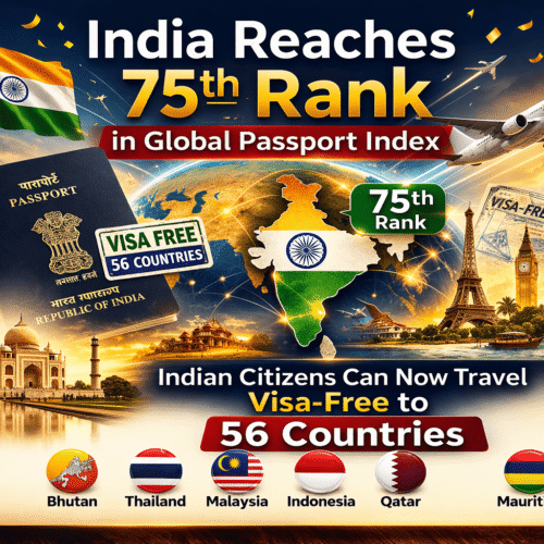 Indian passport ranked 75th in global passport index with 56 visa-free countries access
